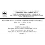 Penetapan Hasil Seleksi Pengadaan Pegawai BLUD Non PNS Tidak Tetap RSUD Prof. Dr. Margono Soekarjo Purwokerto Tahun 2015